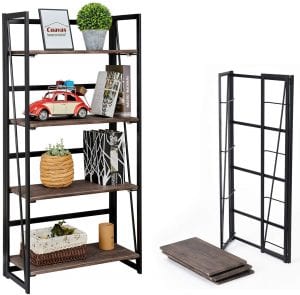 Coavas No-Assembly Folding-Bookshelf Storage Shelves