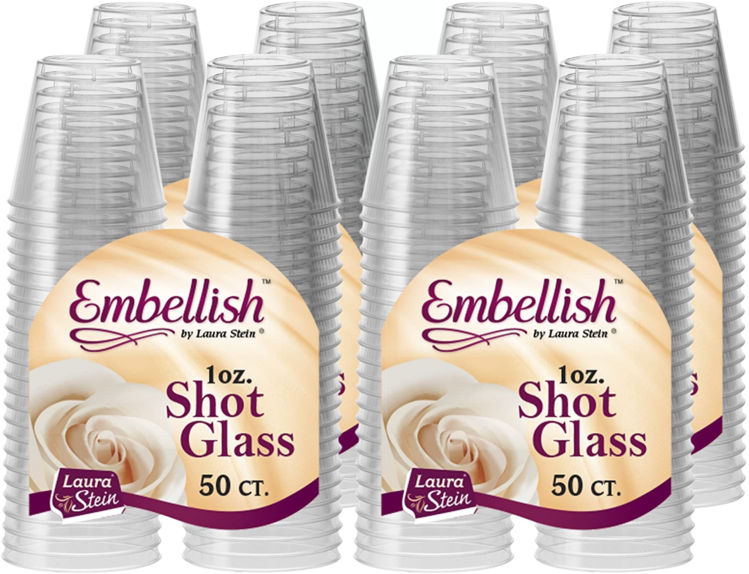 Embellish Washable Disposable Shot Glasses, 100-Count