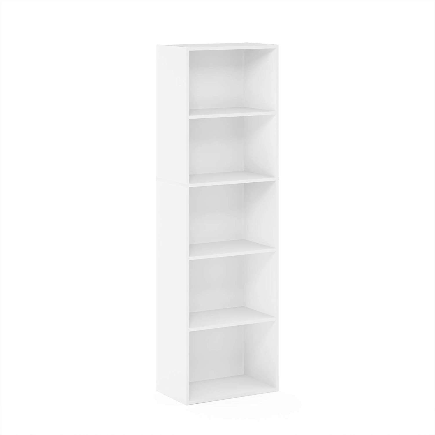Furinno 5-Tier Reversible Color Open Shelf Bookcase, White