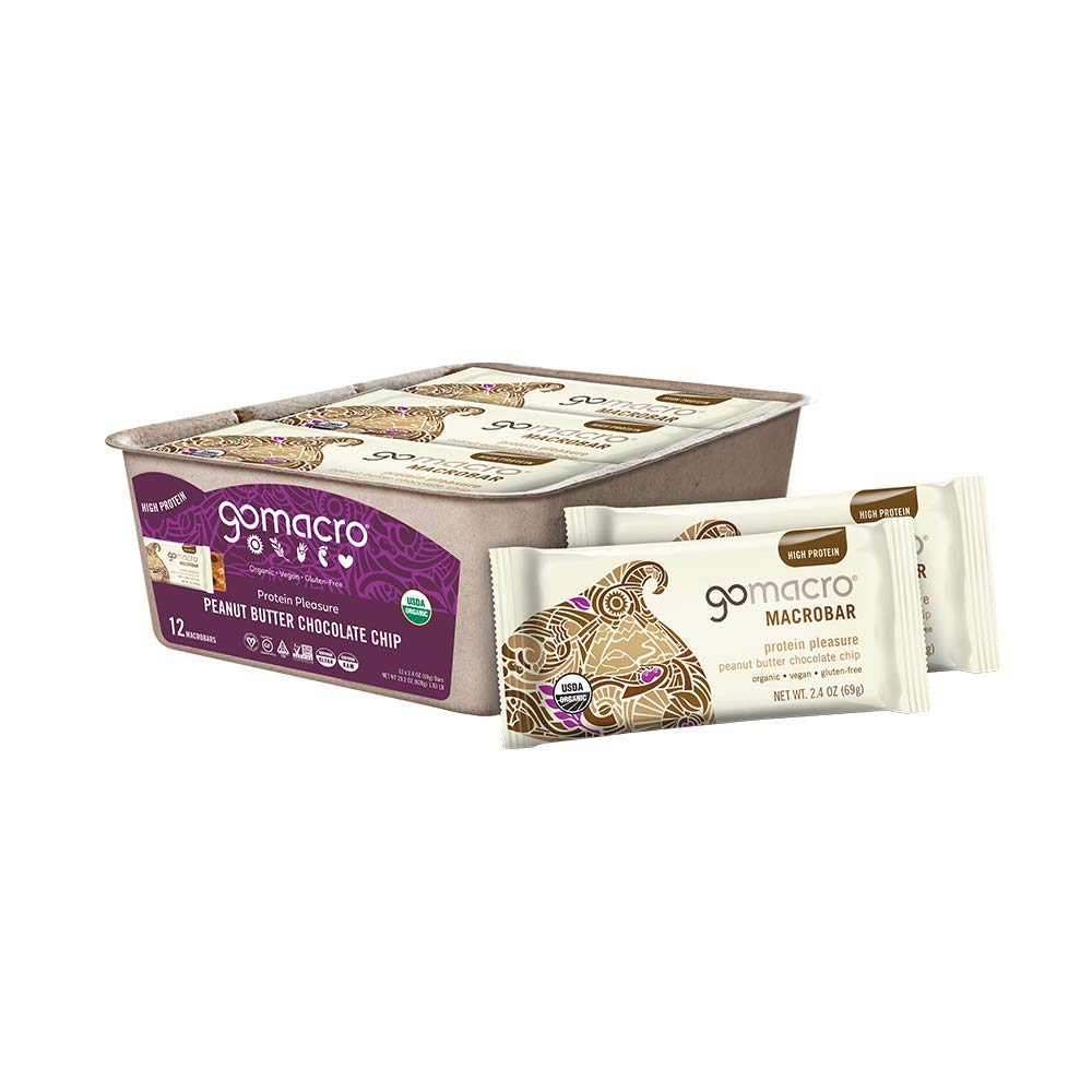 GoMacro MacroBar Organic Peanut Butter Protein Bars, Pack of 12