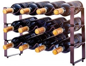 GONGSHI Wave Design Anti-Wobble Wine Rack, 12-Bottle