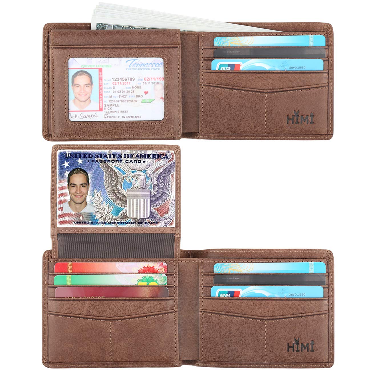 HIMI Compact Leather RFID Blocking Vintage Wallet