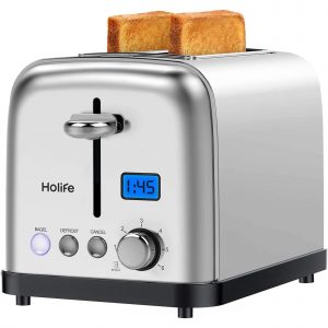 Holife Timer Fuss-Free Cord Wrap Pop-Up Toaster, 2-Slice