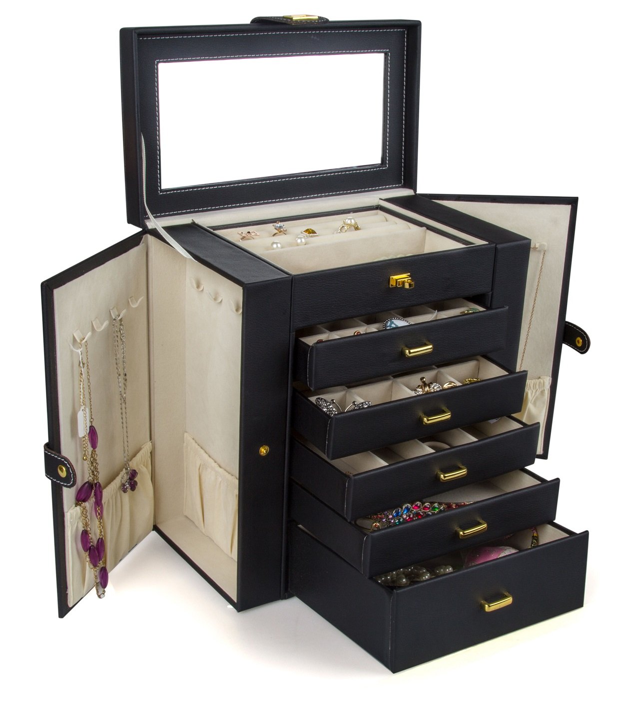 Kendal 5-Drawer Leather Decorative Jewelry Box