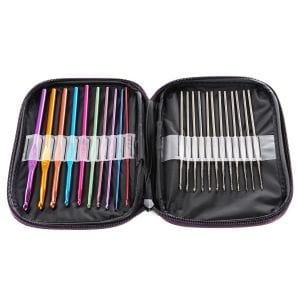 LIHAO Travel Carrying Case Crochet Hooks, 22-Count