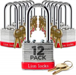 Lion Locks Thief-Resistant Lightweight Padlocks, 12-Pack