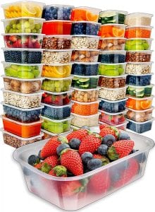 Prep Naturals Food Storage Containers with Lids, Set of 50