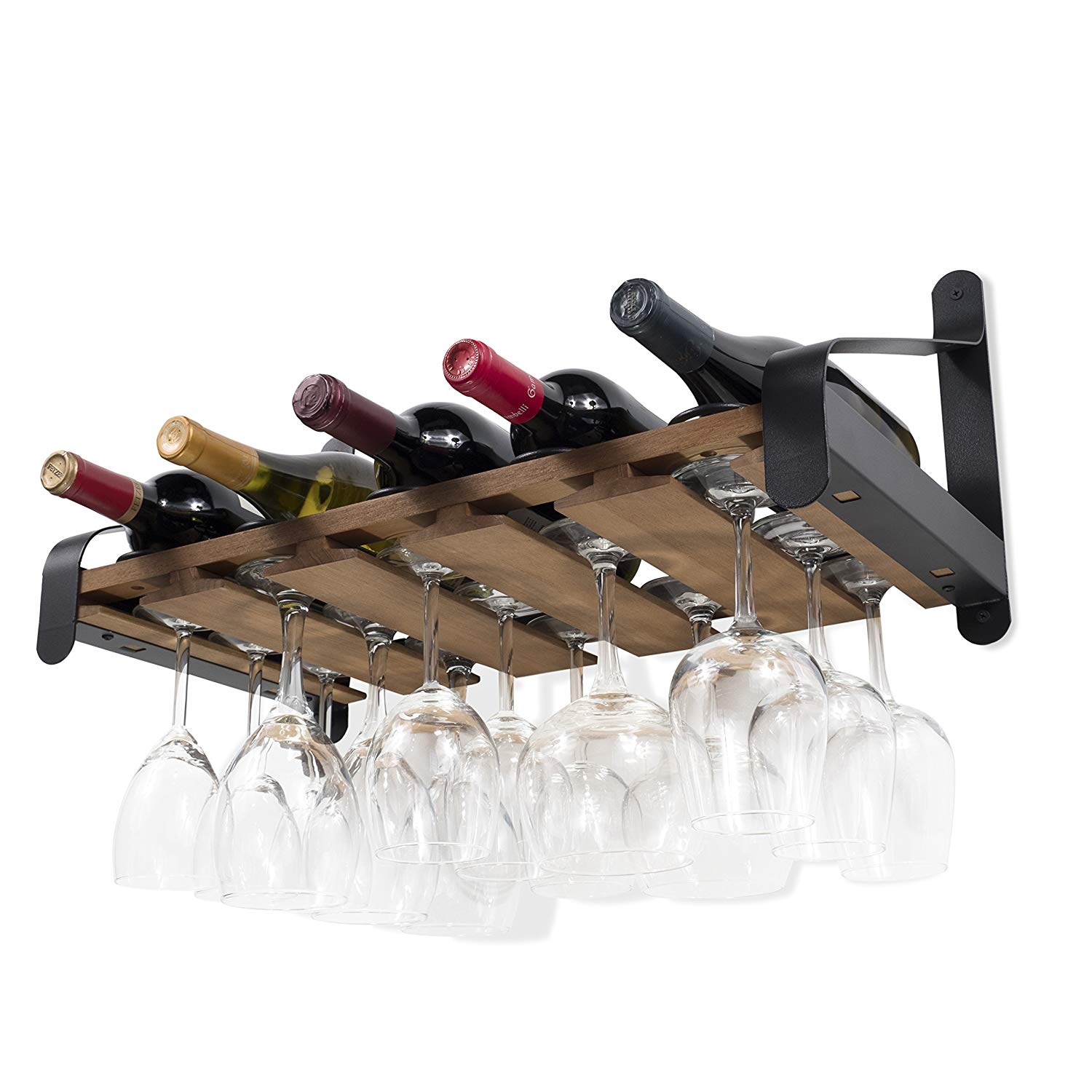 Rustic State Easy Install Wall Mounted Wine Rack, 5-Bottle