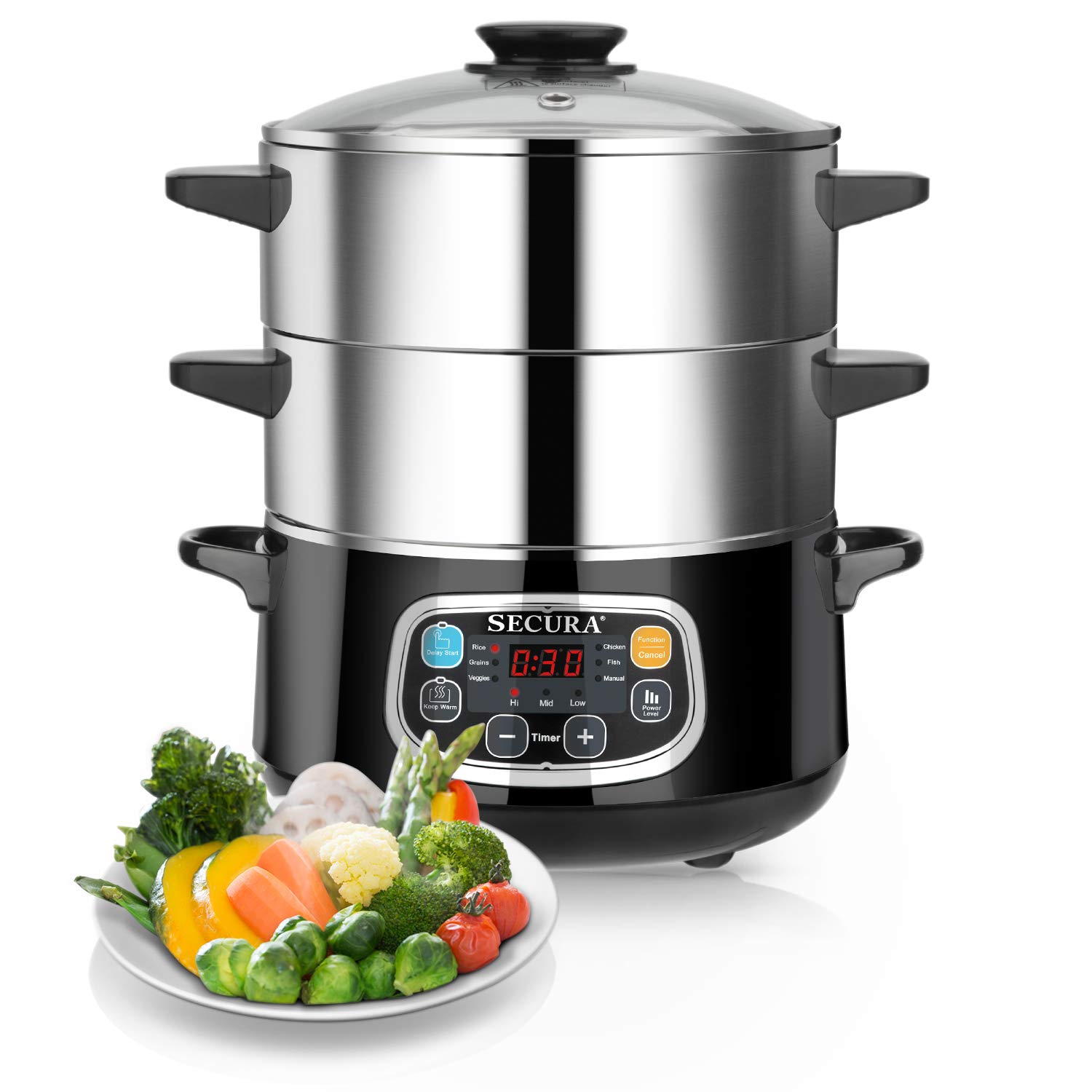 Secura Stainless Steel Electric Food Steamer, 8.5-Quart