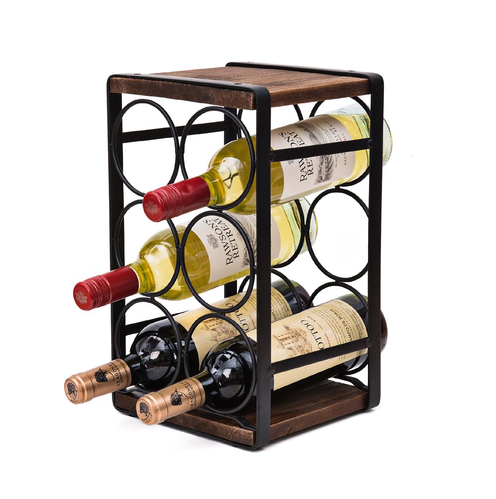 Wine Rack 6 or 10 Bottle Capacity Wine Stand-Table Top Display Holder Solid Wood