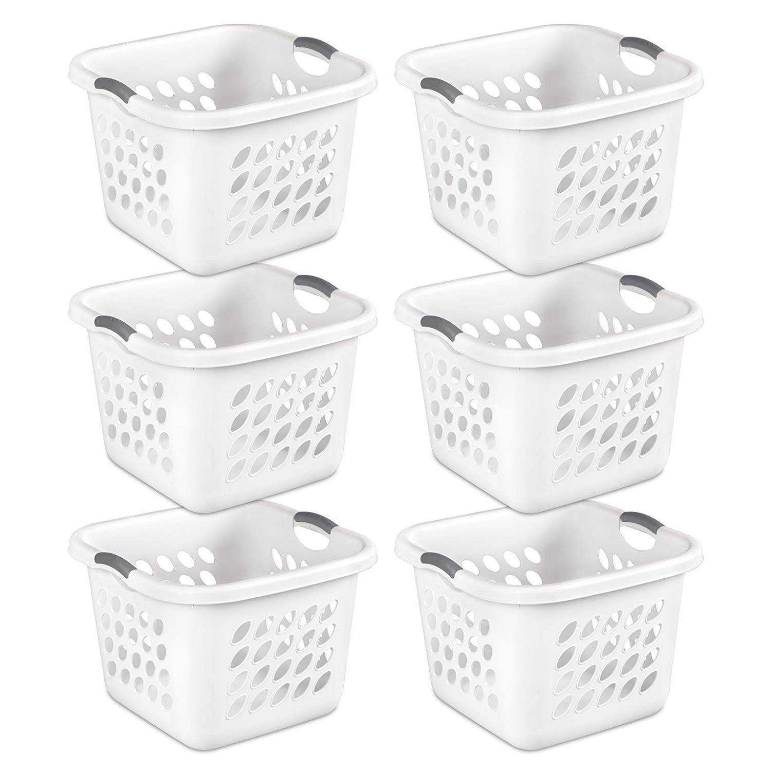 Sterilite Ventilation Holes Laundry Baskets For College, 6-Pack
