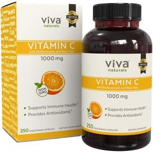 Viva Naturals Non-GMO Vitamin C 1000mg, 250-Count