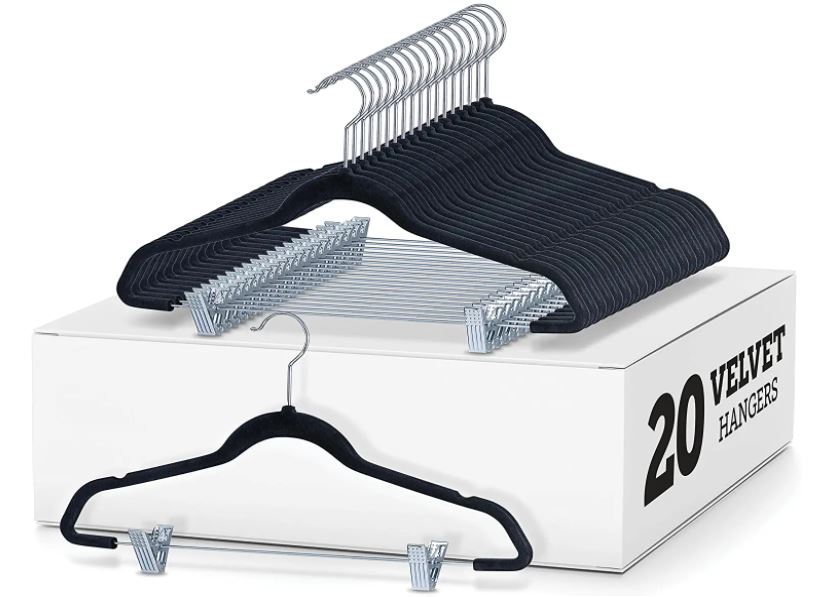 Zober Velvet Adjustable Pants Hangers, 20-Pack