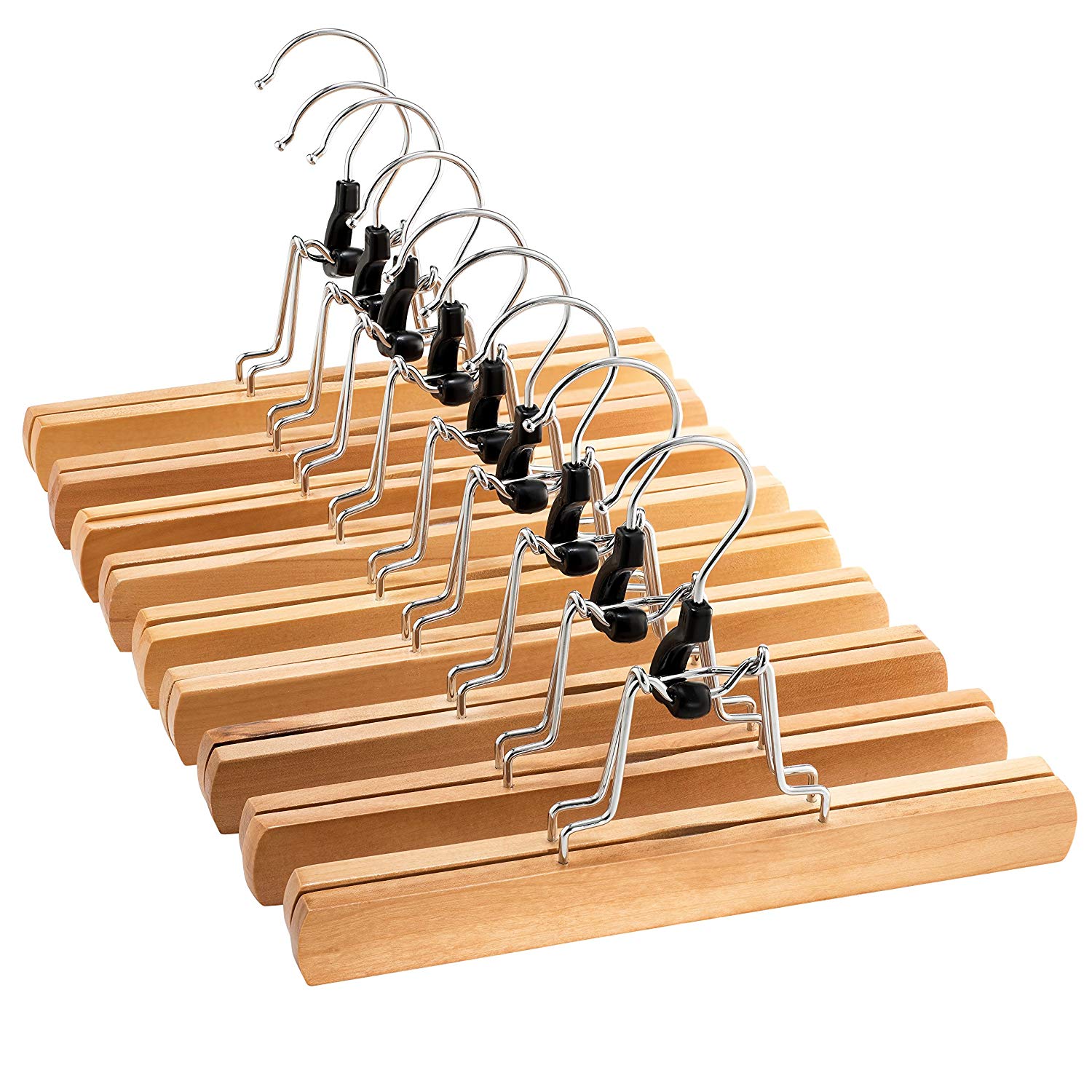 Zober Hand-Crafted Wooden Pants Hangers, 10-Pack