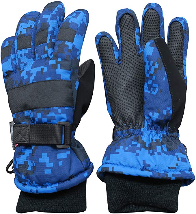 NIce Caps Boys Cold Weather Waterproof Camo Print Ski Gloves