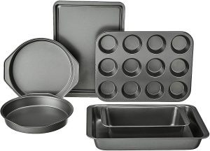 AmazonBasics Easy Clean Nonstick Bakeware Set, 6-Piece