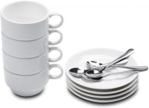 Aozita Espresso Cups With Saucers & Spoons, Set Of 12
