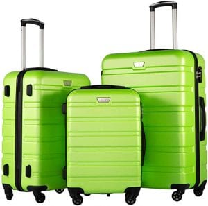Coolife ABS Telescoping Spinner Suitcase, 3-Piece