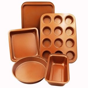CopperKitchenUSA Natural Nonstick Bakeware Set, 5-Piece
