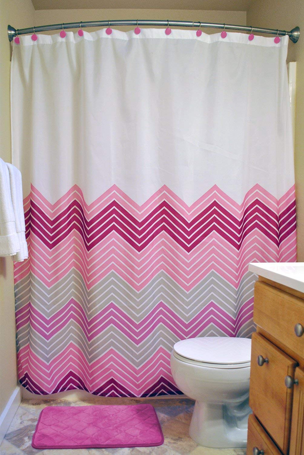 DII Pink Chevron Bathroom Set, 14-Piece