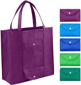 exoBEST Portable Reusable Grocery Bags, 5-Pack