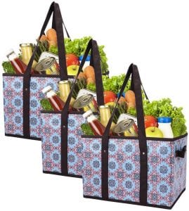 Foraineam Compact Reusable Grocery Bags, 3-Pack