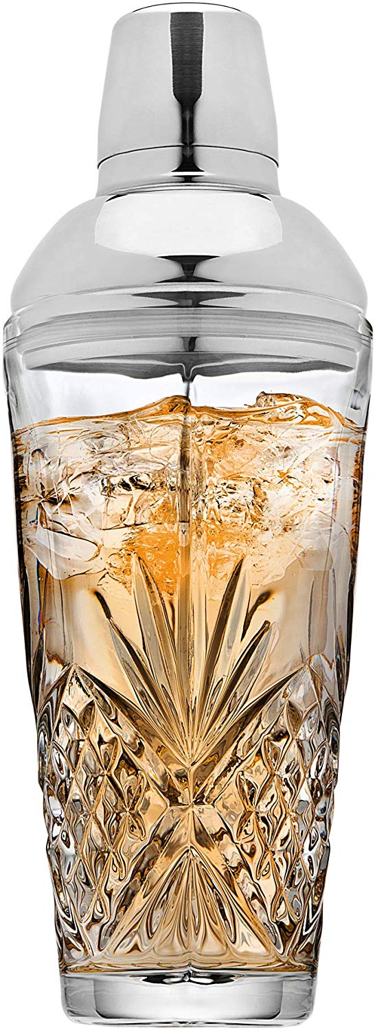 Godinger Crystal & Stainless Steel Cocktail Shaker, 17-Ounce
