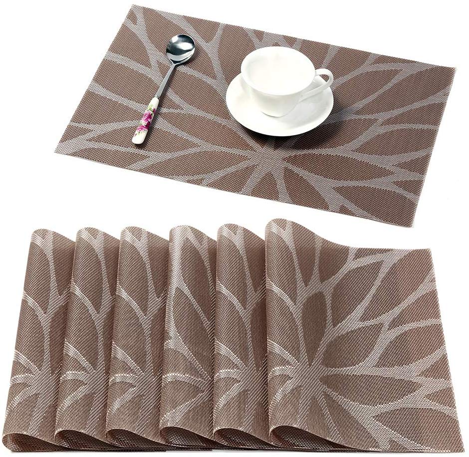 HEBE Stain-Resistant Kitchen Table Mats, Set of 6