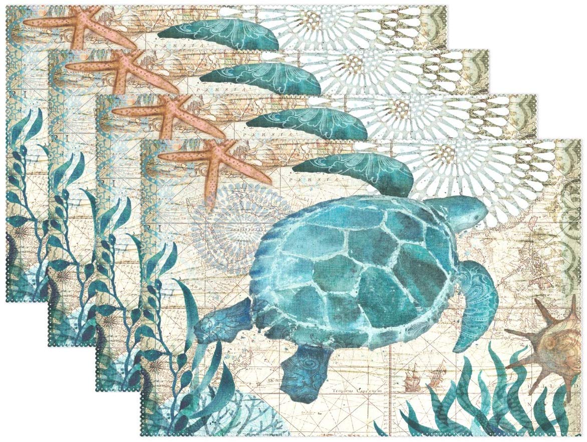 Jereee Ocean-Themed Kitchen Placemats, Set Of 6