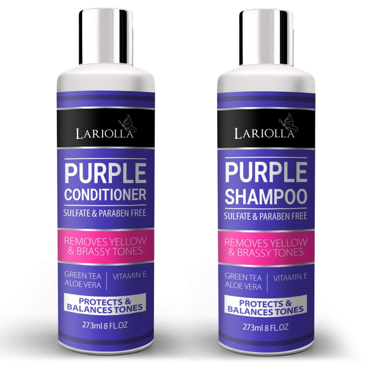 Lariolla Purple Shampoo & Conditioner for Blonde Hair, 8-Ounce