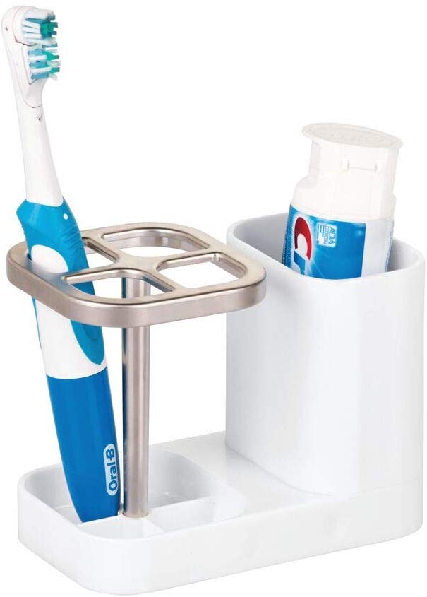 mDesign Compact Bathroom Toothbrush Holder, 5-Slot