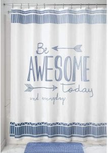 mDesign Be Awesome Fabric Shower Curtain
