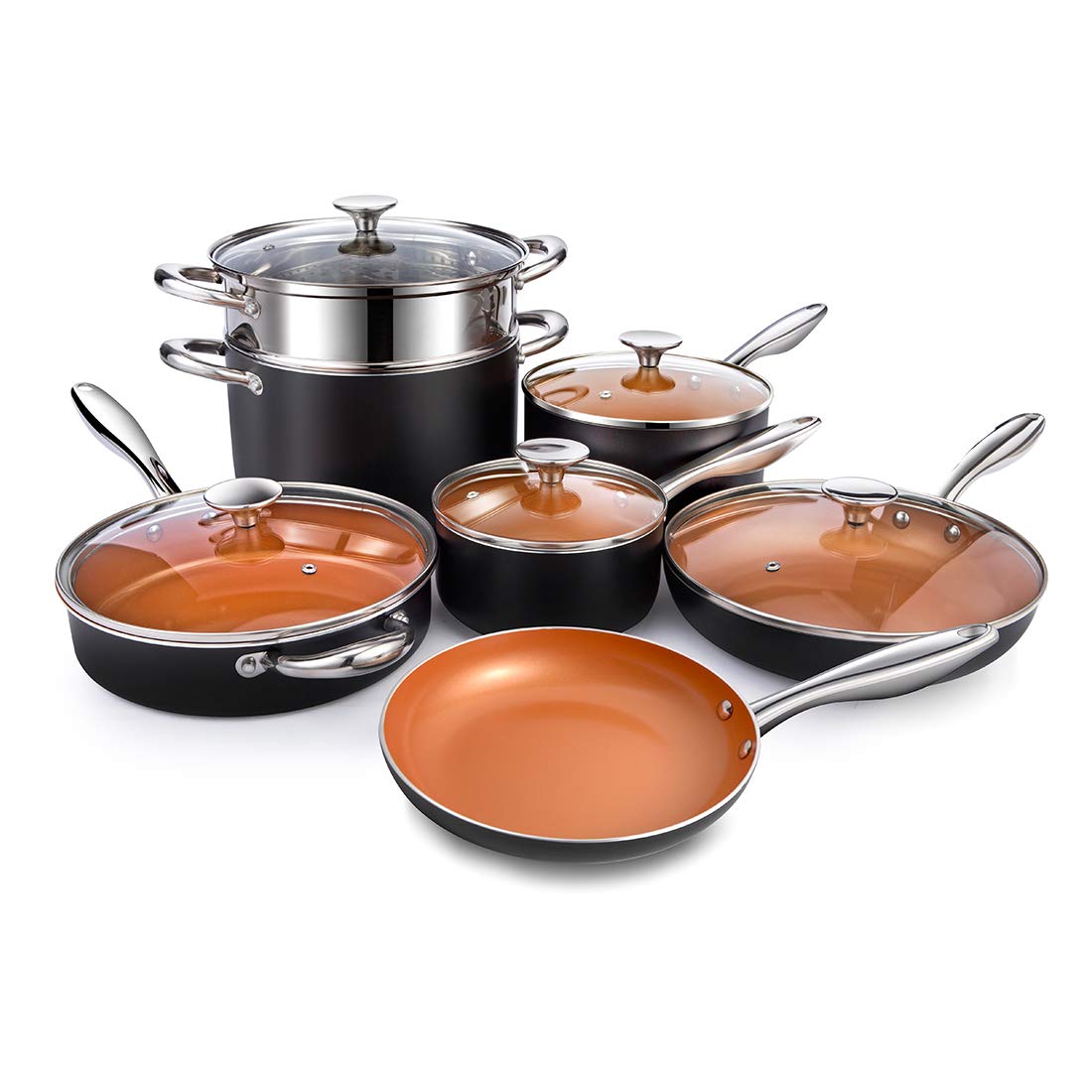 MICHELANGELO Nonstick Copper Pots and Pans Set, 12-Piece