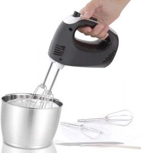 NutriChef Electric Cordless & Rechargeable Compact Hand Mixer, 3-Speed