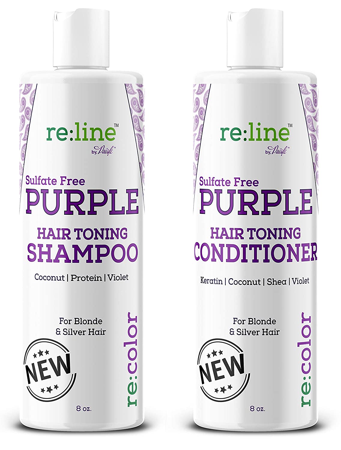 Paisle Hydrating Purple Shampoo Set For Blonde Hair, 8-Ounce