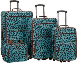 Rockland Jungle Lined Soft Shell Suitcase, 4-Piece