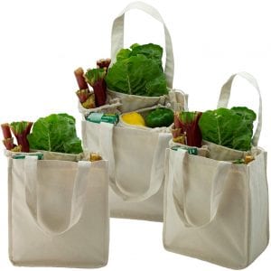 Simple Ecology Cotton Muslin Reusable Grocery Bags, 3-Pack