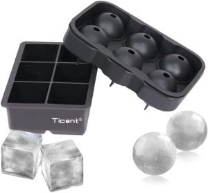 Ticent Silicone Sphere & Square Ice Cube Trays, 6-Cube