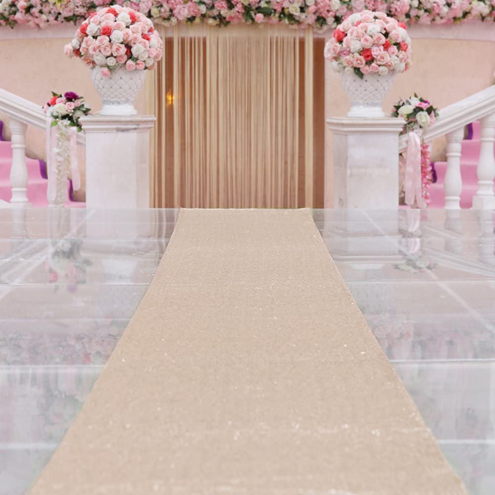 TRLYC Fabric Sequin Wedding Aisle Runner, 4×16-Foot