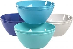 US Acrylic Fresco Plastic Cereal Bowls, Set of 8