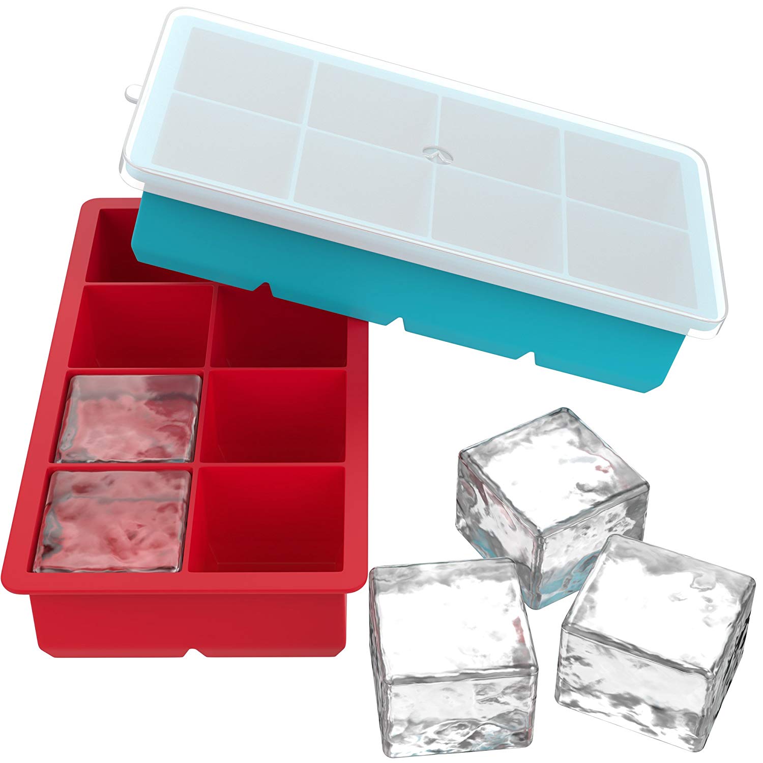 Vremi Large Silicone Ice Cube Tray, 8-Cube