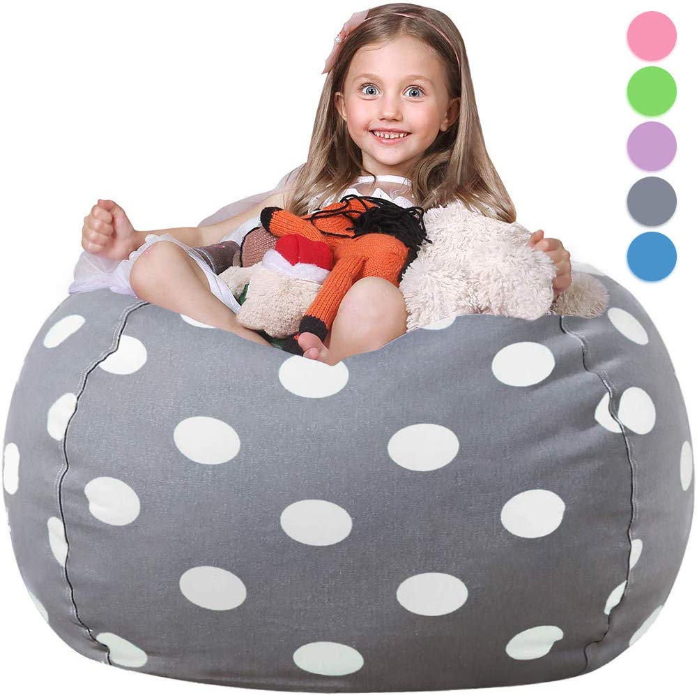 Kids Stuffed Animal Plush Toy Storage Bean Bag Soft Pouch Stripe Fabric Chair A Easter Onsales!!! Housekeeping Organizers Accessories Decorations Gifts Color A
