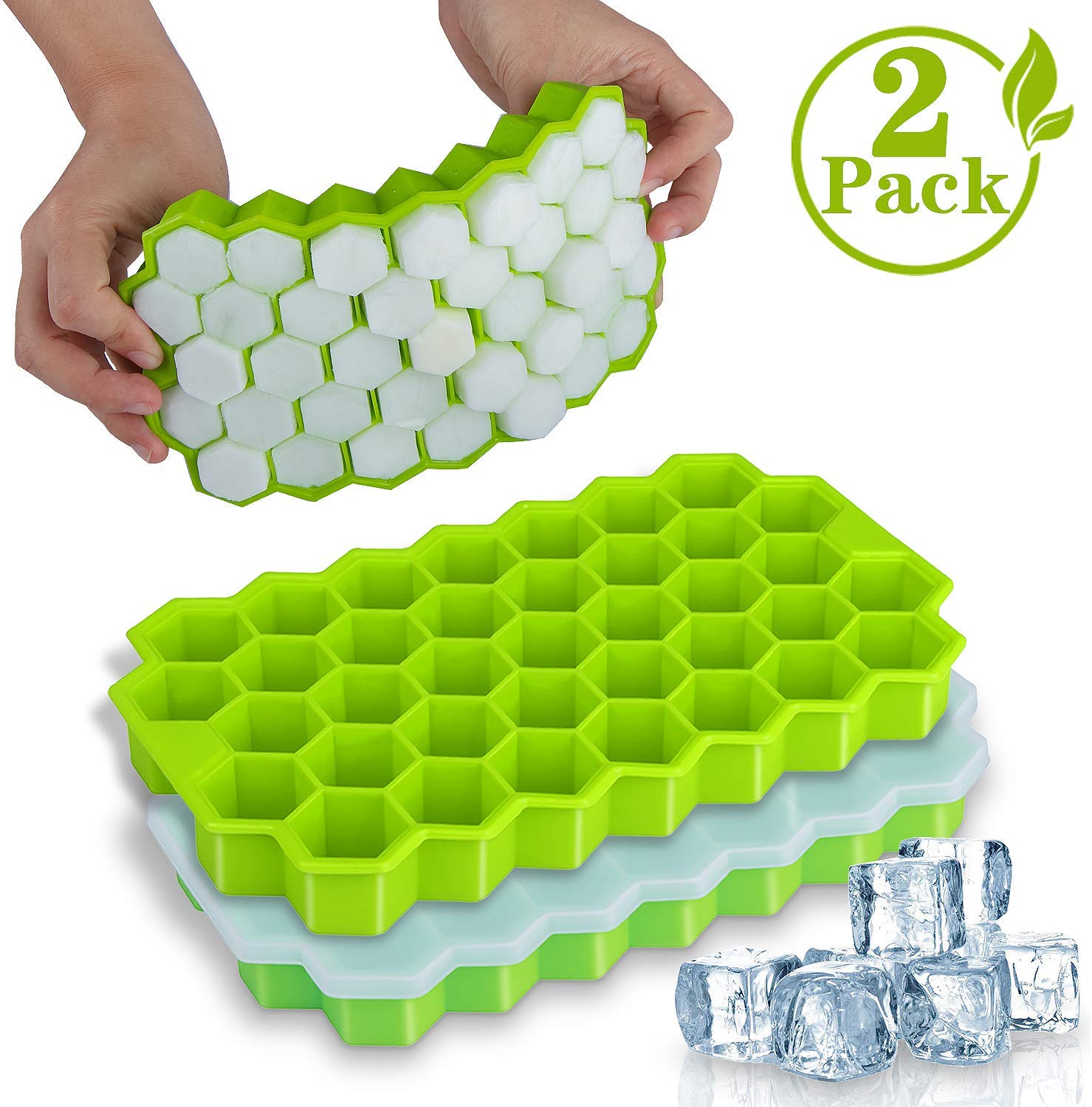 WETONG Silicone Ice Cube Molds with Lid, 74-Cube