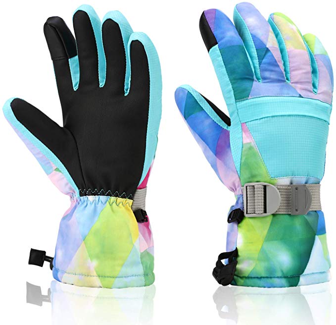 AbbyLexi Ski Mittens Kids Girls Boys Thinsulate Lined Waterproof Snow Gloves 