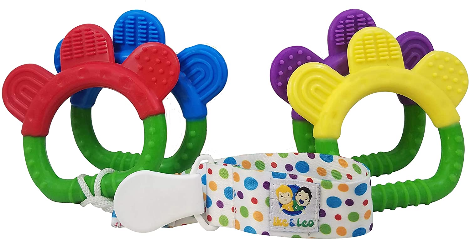 Ike & Leo BPA Free Teething Toys, 4-Pack