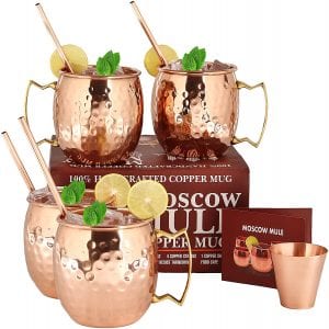 A29 Handcrafted Moscow Mule Copper Mugs, 4-Pack