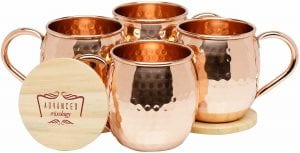 Advanced Mixology Moscow Mule Copper Mugs, 4-Pack