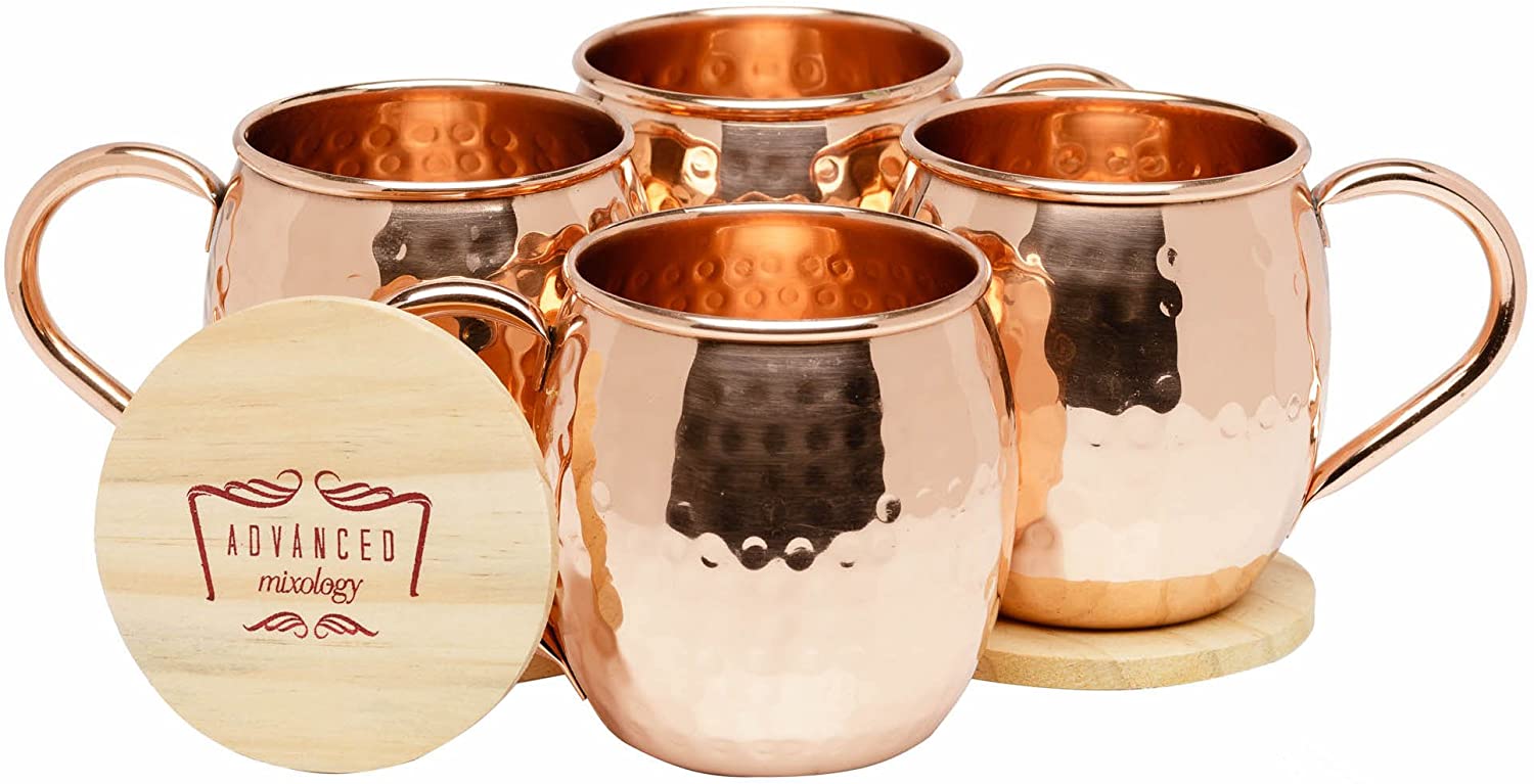 4 Pcs 100% Pure Coper Hand Hammered Copper Moscow Mule Mugs Cups Copper Mug 01 