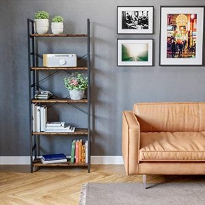 Bestier Industrial Easy Assemble Bookcase For Home Office