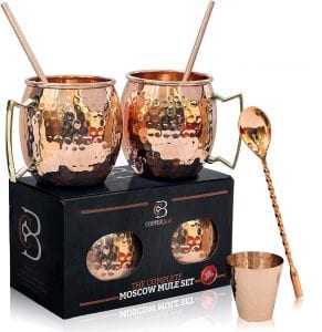 Copper-Bar Moscow Mule Copper Mug Set, 6-Piece